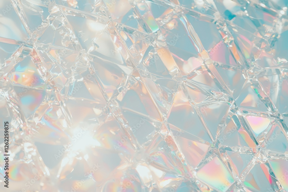 Poster the background features a glitter pattern with bright light reflecting off a silver rainbow holograp