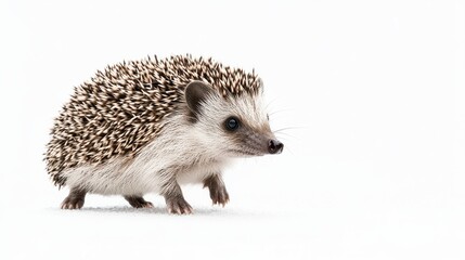 Obraz premium Close-Up View of an Adorable Hedgehog on White Background
