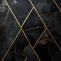 Gold Line on Black Abstract
