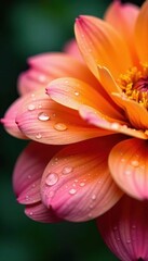 Close-up of water droplets on flower petals after watering, vivid, water droplets
