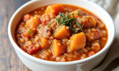 Warm vegetable stew in a bowl