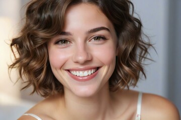 Happy Woman Smiling Face Portrait.
