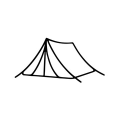 Tent icon, black and white PNG for camping and outdoor adventure design