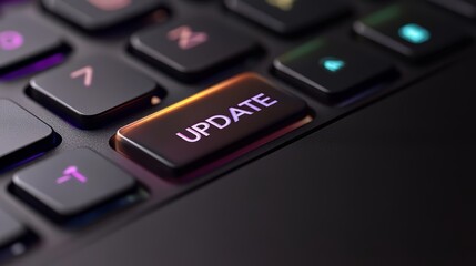 Close-Up Image of Keyboard with Illuminated 'Update' Key in Digital Setting