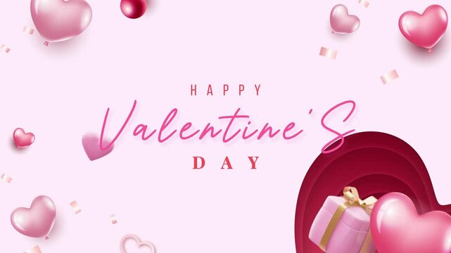 4k animaton pink background with pink love, valentine day, motion