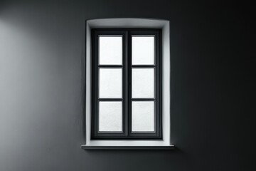 Obraz premium Window with six panes in a dimly lit room