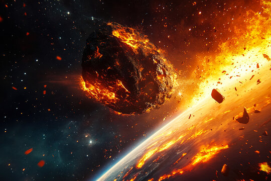 Fiery Asteroid Impact on Earth