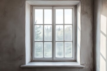 Fototapeta premium Window with divided lights set into a textured wall