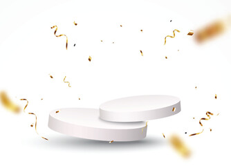 winner podium with Gold confetti celebration on transparent background
