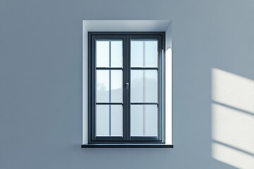 Obraz premium Closed window with a dark frame and soft light