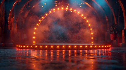 Obraz premium podium stage with frame light theatre background. casino gambling ambiance