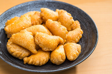 Golden Crispy Fried Pastry dumpling for Chinese New Year.