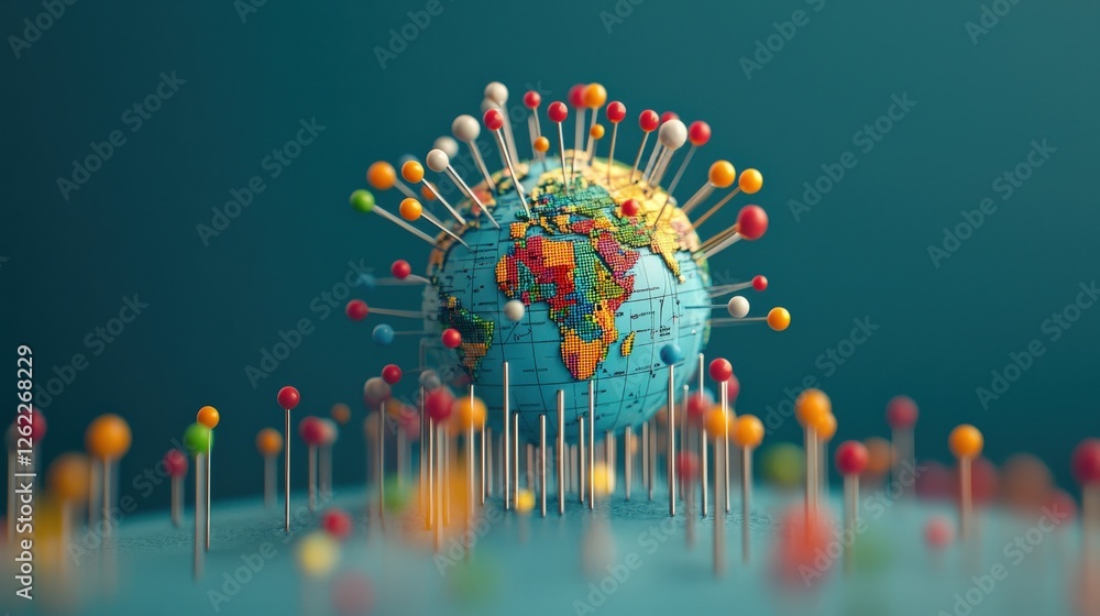 Poster a conceptual globe with data points representing global cost-quality benchmarks.