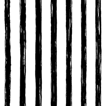 Textured grunge wide brush stripes seamless vector patern. Hand drawn paint rough streaks, uneven doodle freehand parallel bars background. Wide lines endless template, artistic grungy sailor stripes.