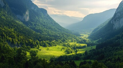 Serene Mountain Valley Landscape in Summer