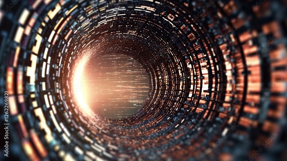 Aufkleber abstract light tunnel with dynamic flow and warm color hues