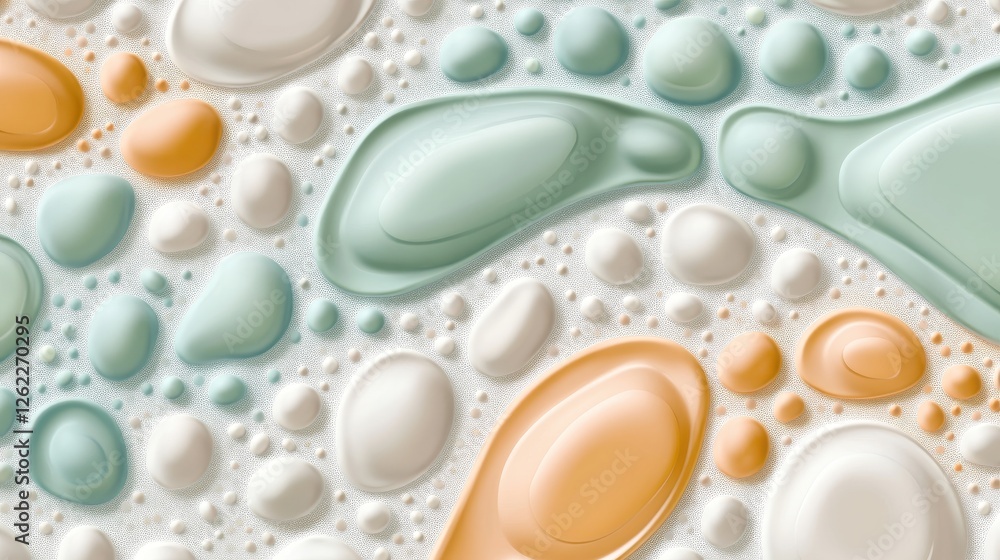 Aufkleber abstract colorful droplets on surface with soft shadows and highlights