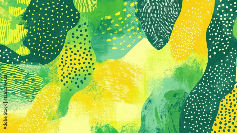 Aufkleber abstract colorful background with green yellow shapes and patterns