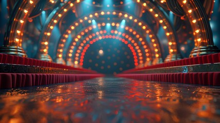podium stage with frame light theatre background. casino gambling ambiance