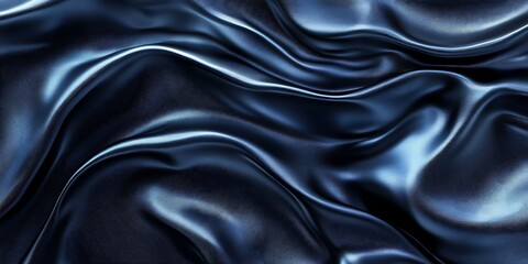 Fototapeta premium Dark blue silk fabric, elegant waves, luxurious texture, background design