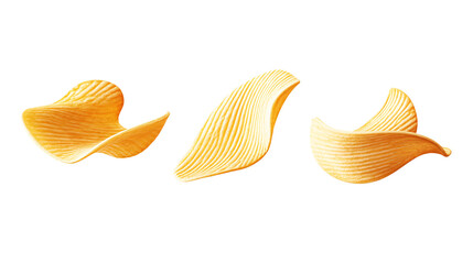 Elegant Curved Potato Chips Displayed on a Clean White Background