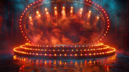 podium stage with frame light theatre background. casino gambling ambiance