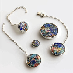 Silver jewelry with enameling combines the elegance of silver with vibrant, colorful designs.
