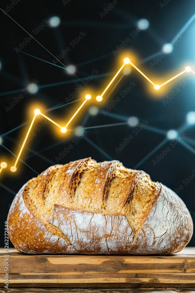 Poster a conceptual image of a loaf with pricing metrics in the background.