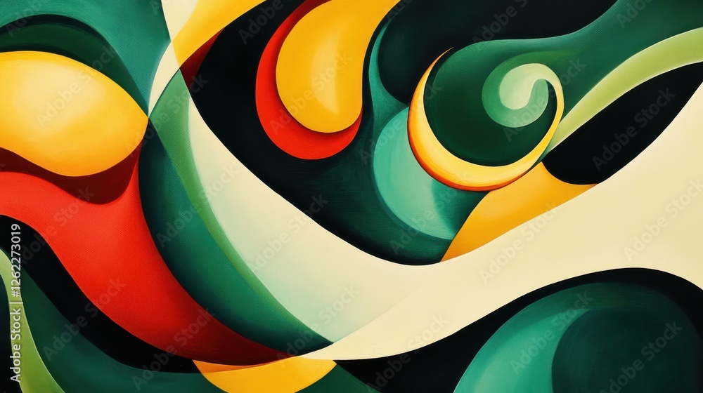 Poster vibrant abstract colorful swirls and curves in artistic design
