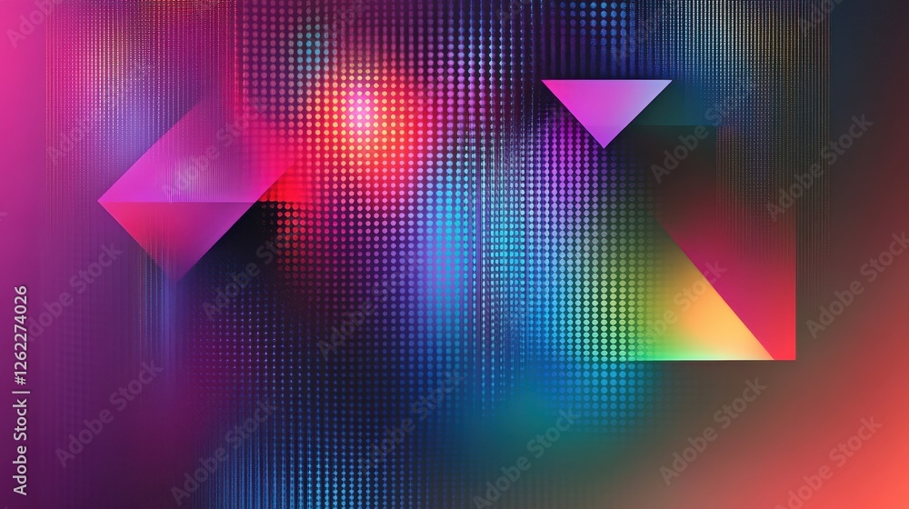 Poster abstract colorful background with geometric shapes and light effects