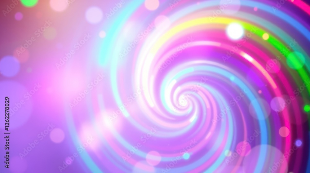 Poster vibrant swirl with colorful lights and bokeh effect background design