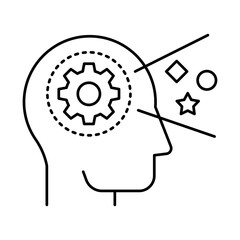Perception icon.  Brain and Stars Representing the Ability to Understand, Interpret, and Respond to Information and Situations from Various Angles. Vector illustration.