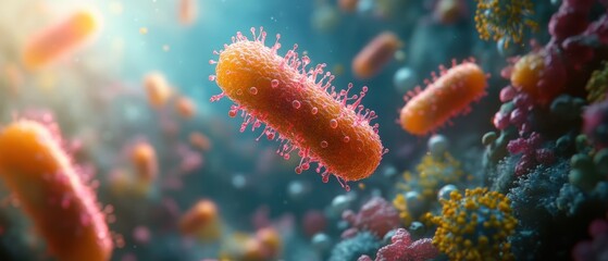 Naklejka premium Artistic Rendering of Microbial Ecosystem in High Fidelity