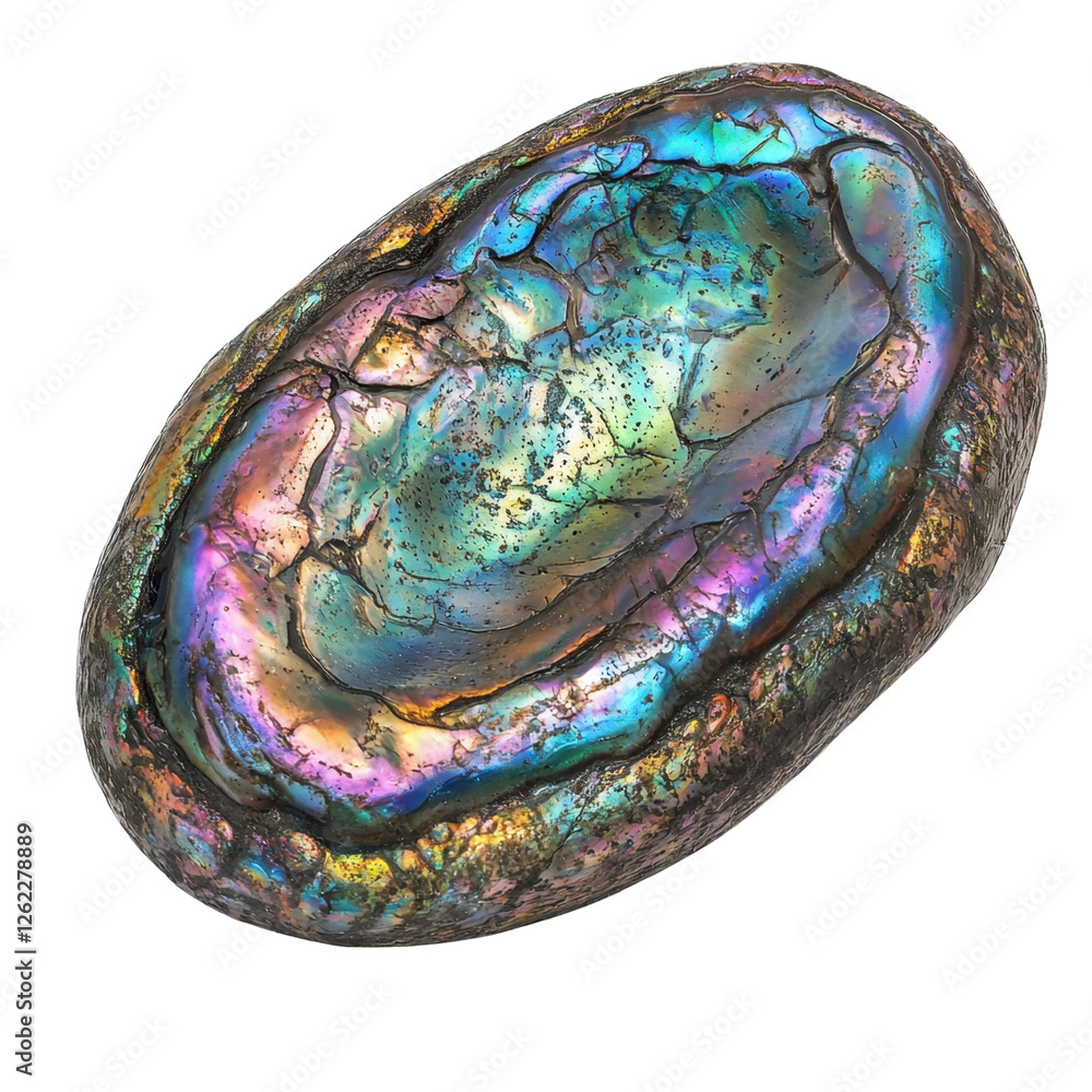 Poster colorful iridescent shell with beautiful textures and patterns