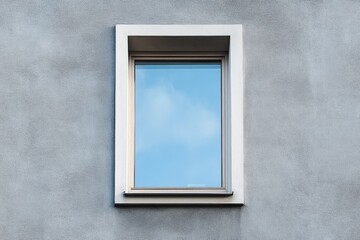 Fototapeta premium A single window reflects the blue sky on a building