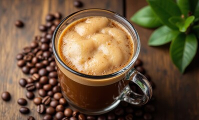 Delicious coffee with frothy texture