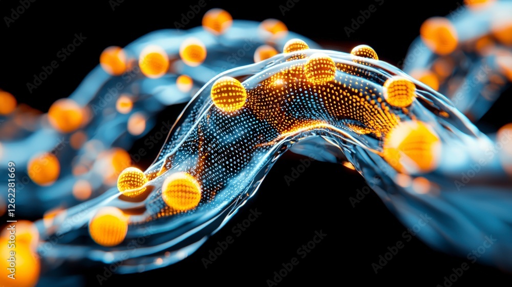 Poster abstract digital data flow binary code network sphere technology futuristic innovati