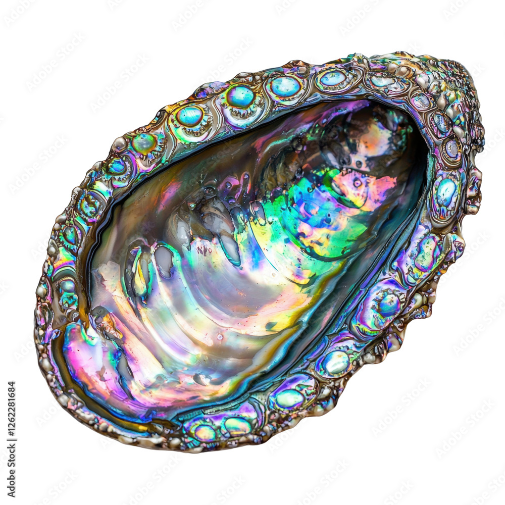 Poster stunning design of an open abalone shell with vibrant colors