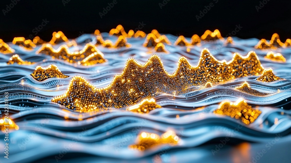 Poster glowing digital data flow abstract 3d binary code waves