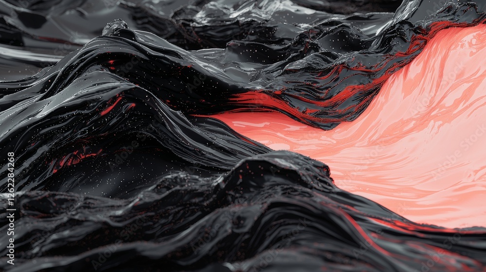 Poster a flowing design featuring minimalist abstract waves with smooth dark forms and gentle orange highli