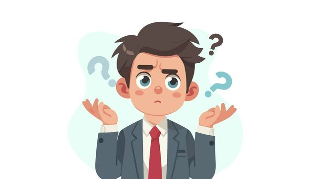 Person Thinking With Question Marks On Alpha