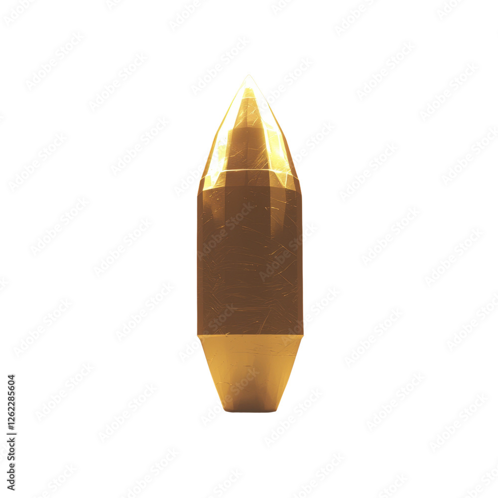 Poster polished golden crystal point with sharp apex on a black background