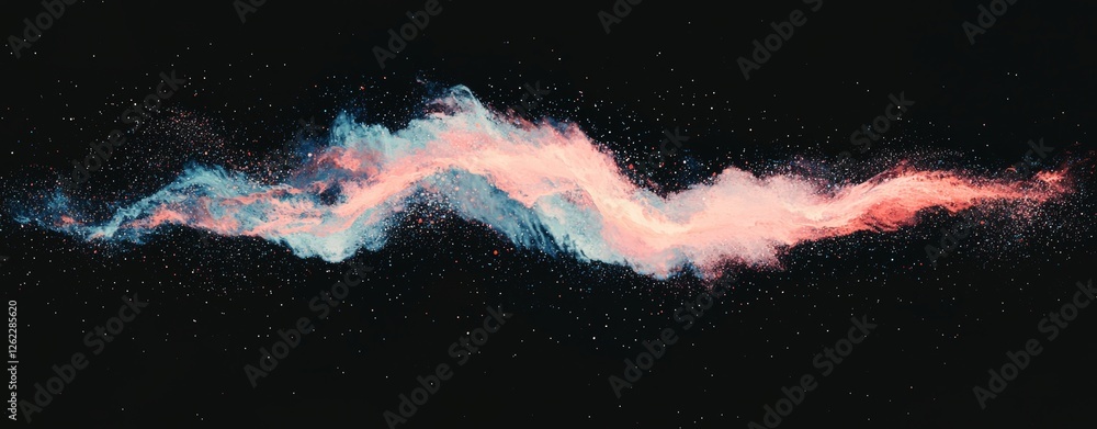 Poster this dynamic abstract digital design boasts vibrant blue and red neon light trails that create a sen