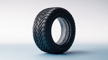 Naklejka premium Cool and Masculine Tire Theme, High quality tire with detailed tread pattern on light background