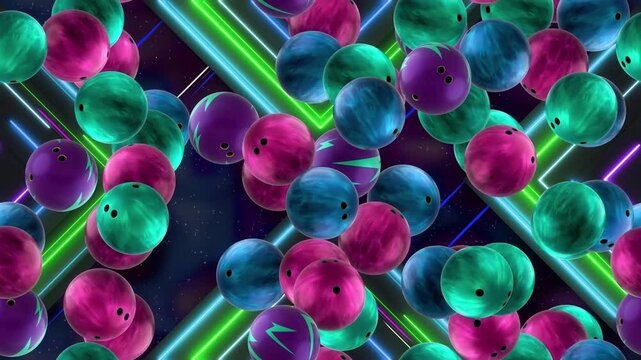 Bowling Ball Arcades Retro Background loop tile Swirl. This is a loopable and tileable bowling alley wallpaper