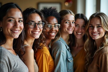 Fototapeta premium Diverse group of multicultural individuals, warm and inclusive atmosphere.