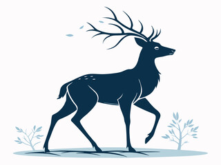 deer with christmas tree vector