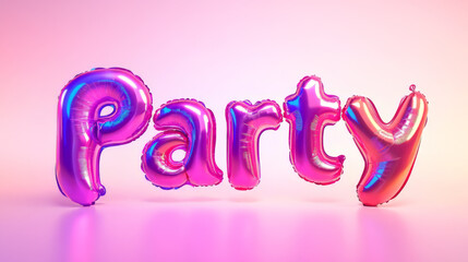 Pink and Purple Metallic Balloon Letters Spelling Party