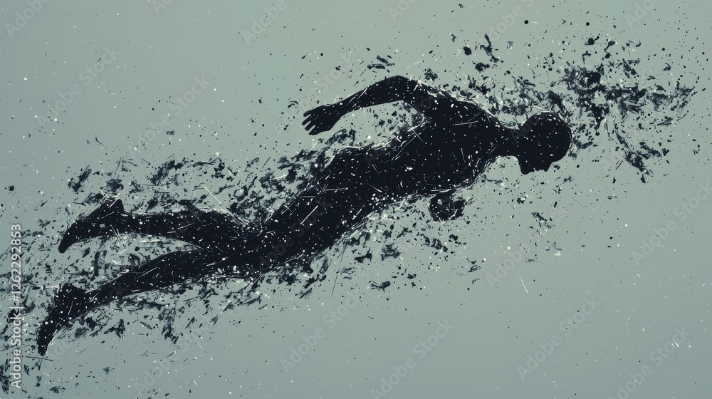 Poster a digital depiction of a runner in motion is shown in abstract form, complete with glowing blue line