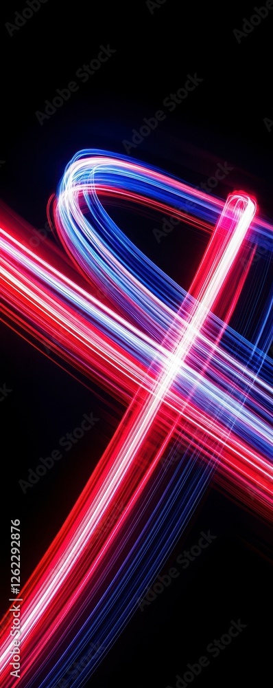Poster dynamic light trails abstract on dark background